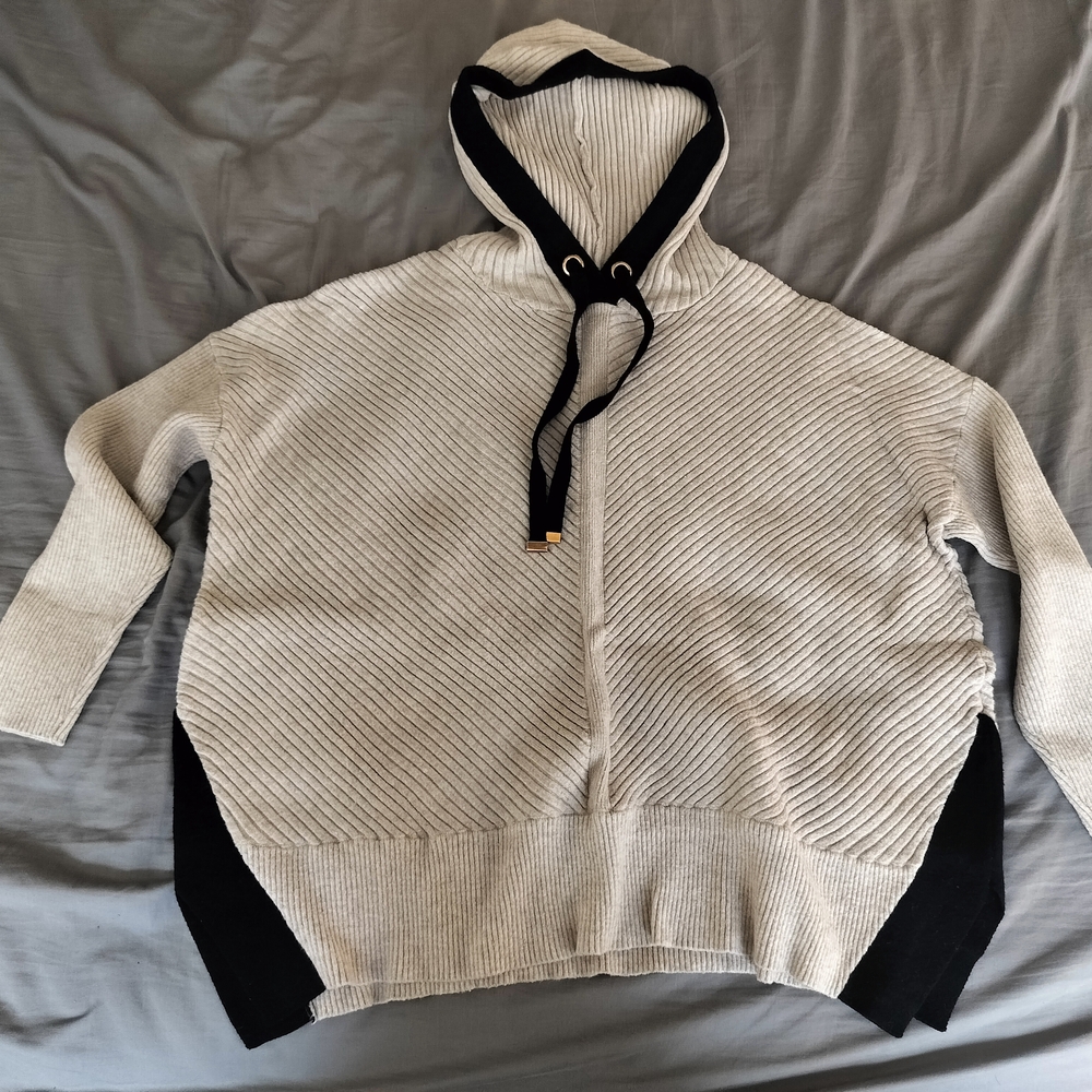 Gray and Black Hooded Sweater